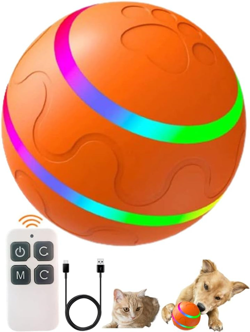 【Remote Control & 2023 NEWEST】PawDepot Smart Interactive Dog Toy Ball with LED Lights, Automatic/Active Rolling and Jumping for Cats and Puppy/Small/Medium Dogs, Washable USB Rechargeable (Yellow)