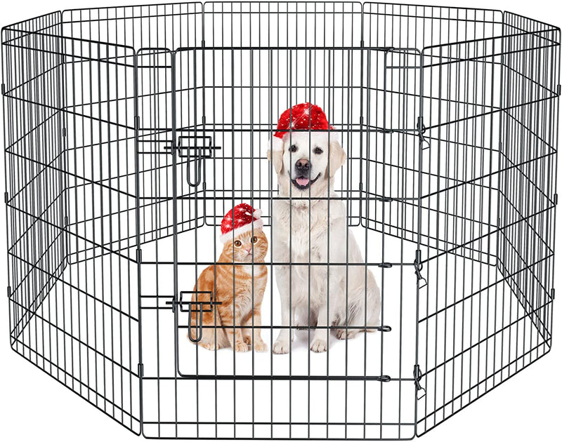 Foldable Pet Playpen with 8 Panels - 36 Inch Dog Exercise Fence for Medium Animals - IndoorOutdoor Kennel