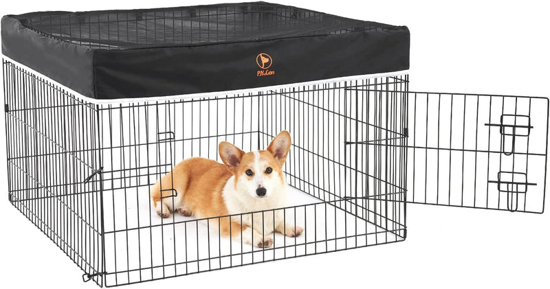 charFoldable Metal Pet Playpen with Door  Top Cover - 36W x 24H - IndoorOutdoor Use