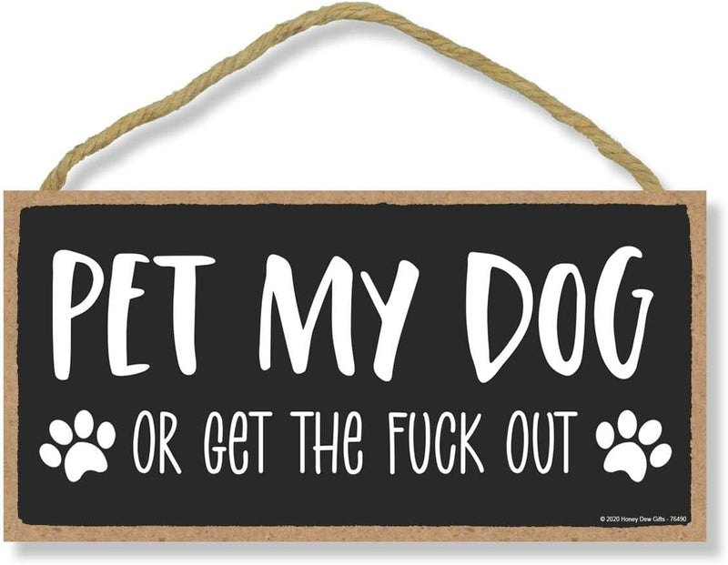 Hanging Door Bell Sign - Funny Dog Needs Exercise Home Decor