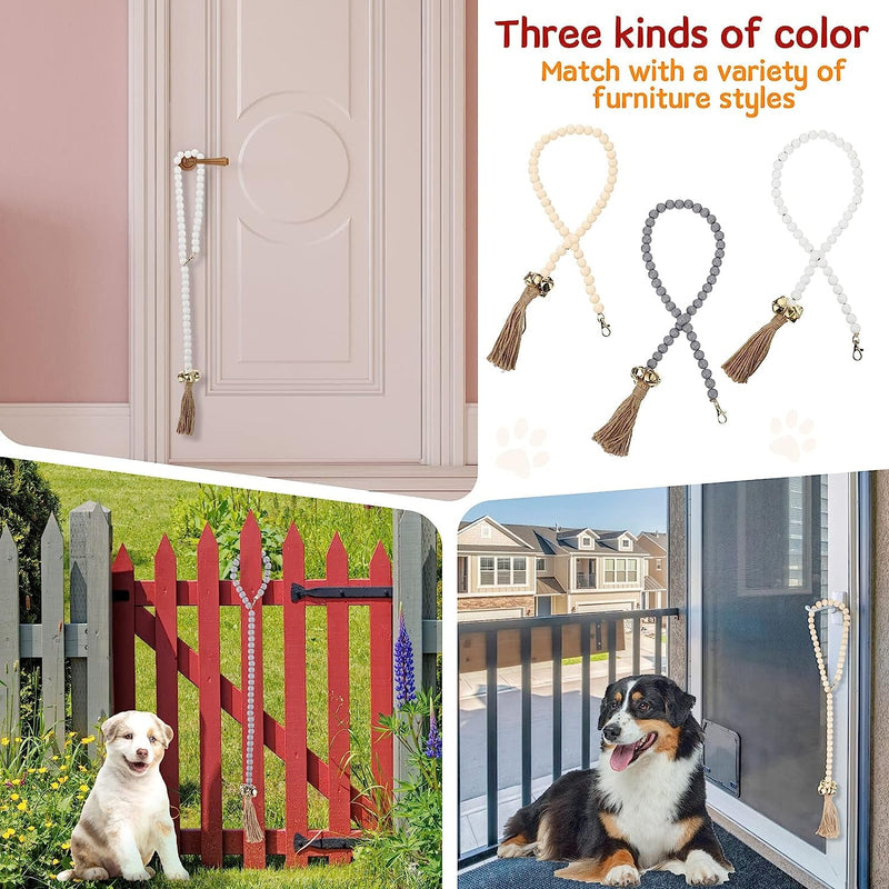 Adjustable Wooden Dog Door Bells for Potty Training - Set of 3