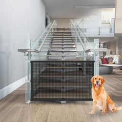 Easy Install Portable Mesh Dog Gate for House and Stairs - Safe Enclosure for Dogs 35x28