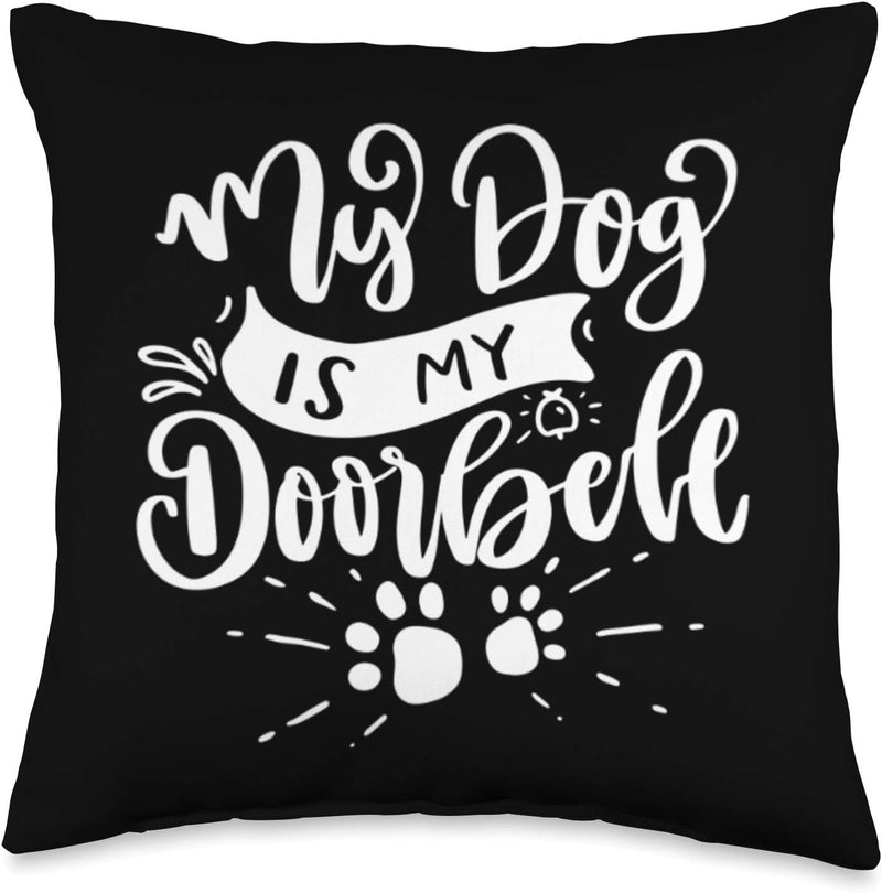 Dog Doorbell Throw Pillow - 18X18 Multicolor