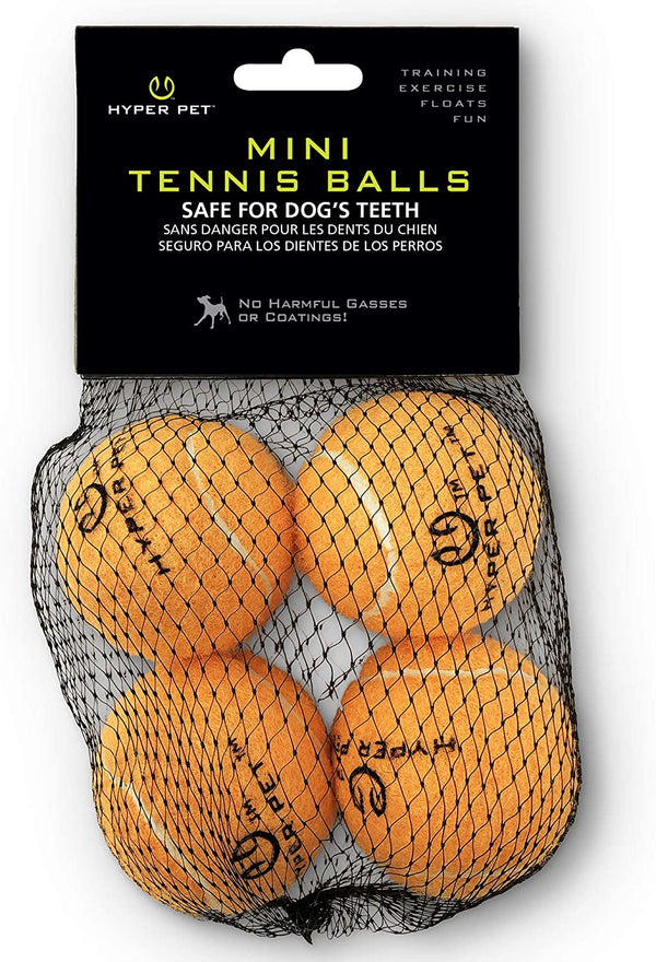 Hyper Pet MINI Tennis Balls for Dogs (Pet Safe Dog Toys & Dog Tennis Balls for Exercise, Training, Hyper Pet K9 Kannon Dog Ball Launcher) Bright Colored Interactive Dog Toy Dog Balls-Orange Pack of 4