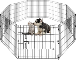 IndoorOutdoor Dog Playpen - Foldable Metal Exercise Yard with Top Cover - 8 Panels