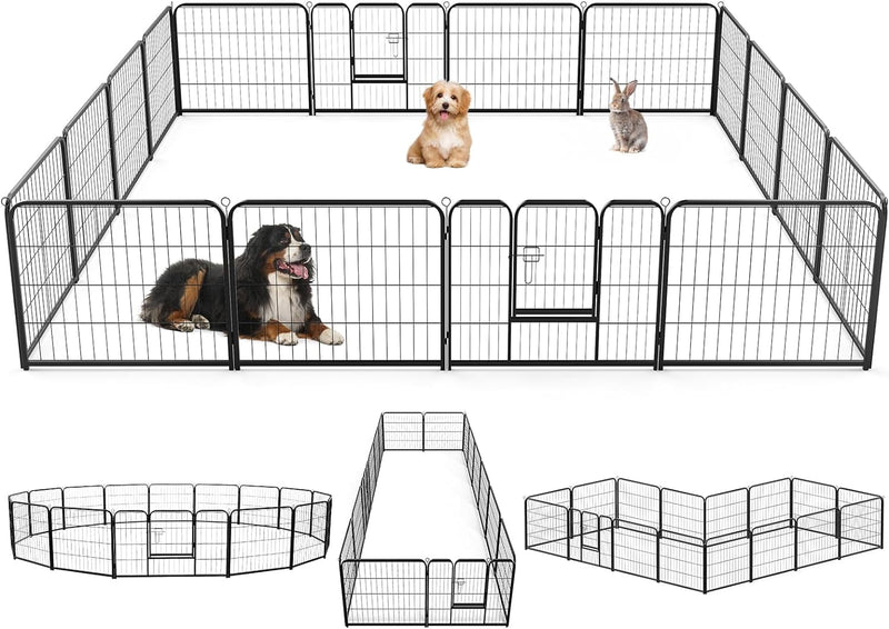 DUMOS Dog Indoor Playpen - 16 Panel 40 Metal Exercise Fence with Door for SmallMediumLarge Dogs OutdoorGardenYardRV Camping