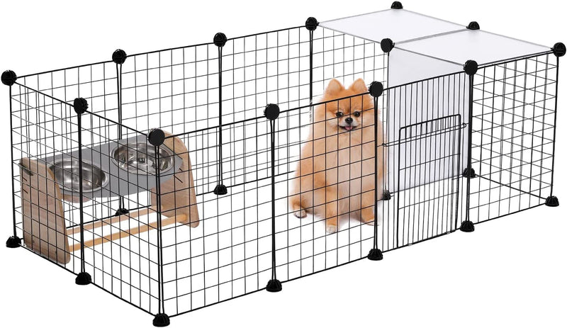 PAWZ Road Pet Playpen - Multi-Purpose Small Animal Cage with Black Wire Fence - 15 Panels