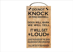 Warning Sign for Dogs - Humorous Wooden Door Sign 7X12