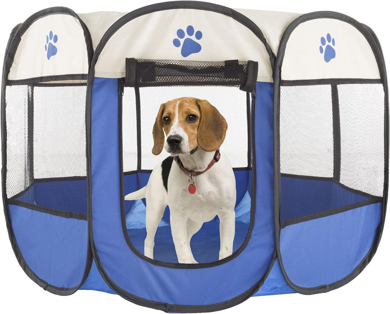 38-Inch Pet Playpen by PETMAKER - Portable for Dogs and Small Animals Blue