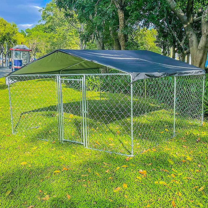 XL Heavy Duty Dog Kennel with Lockable Door and Waterproof Cover - Outdoor Use