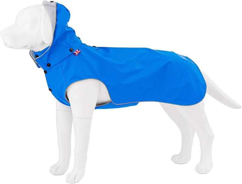 HUGO  HUDSON Dog Raincoat Waterproof Hooded Slicker Jacket Blue XS25