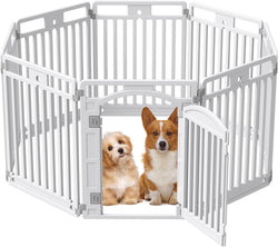 Foldable 8-Panel Pet Playpen with Door Suitable for Puppies and Small Dogs Indoor  Outdoor Use