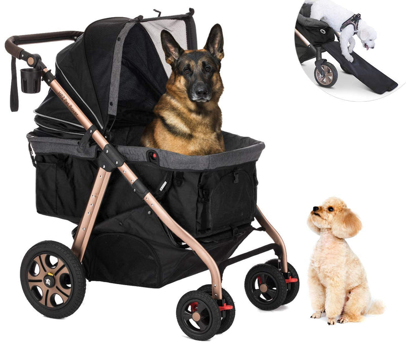 HPZ Pet Rover Titan-HD Premium Pet Stroller with Ramp and 100lb Capacity - Black