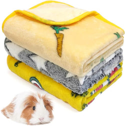 Guinea Pig Blanket 3 Pack Ultra Soft Fleece Blankets - Fluffy Pet Sleep Mat and Sofa Cover for Small Animals S