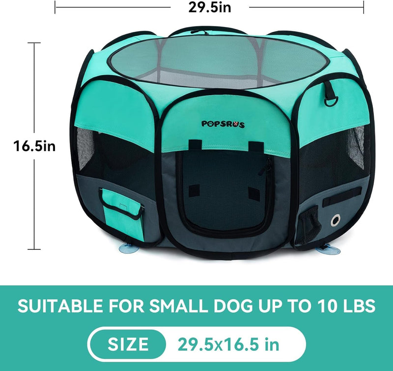 Foldable Dog Playpen with Carrying Case Blue