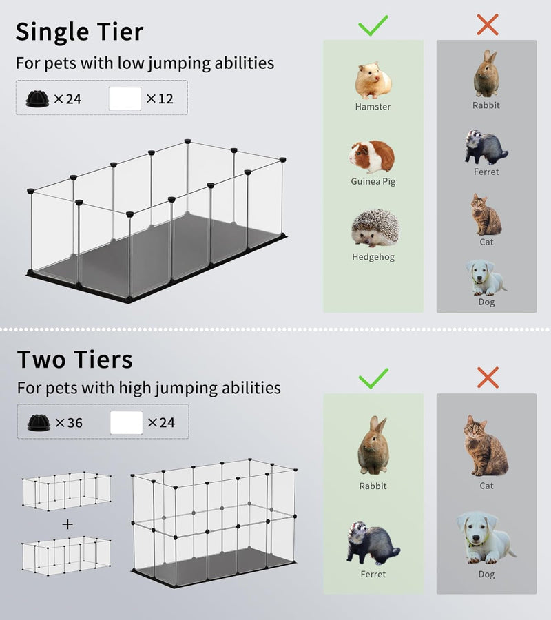 DIY Pet Playpen with Waterproof Washable Mat - 485 L - Small Animal Fence and Enclosure for Hamsters and Guinea Pigs