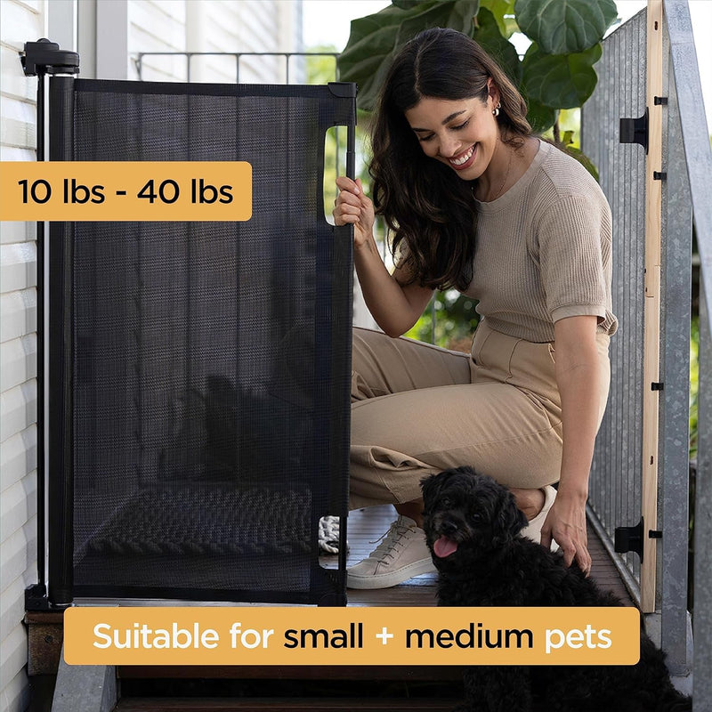 Paw Proof Retractable Dog Gate - IndoorOutdoor 366 Tall 71 Wide Black