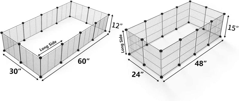 Small Animal Playpen - Portable Metal Wire Fence 15x12 12 Panels in Black