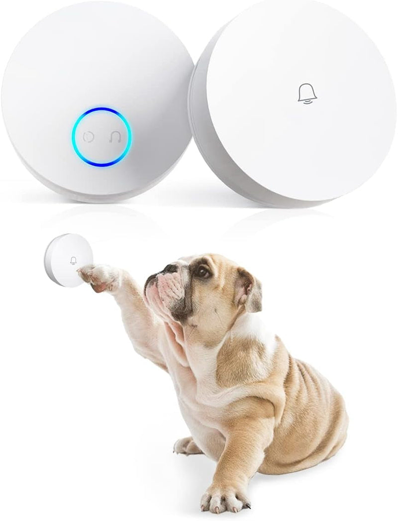 Self-Powered Wireless Doorbell with 2 Push Buttons Call Pager and LED Flash - Waterproof and Battery-Free for Home and Potty Training - Perfect for Elderly and Children