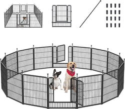 Mr IRONSTONE Dog Playpen - Anti-Rust Coated Fence for LargeMediumSmall Dogs - Portable  Foldable IndoorOutdoor Pet Playpen - 32 Height 16 Panels