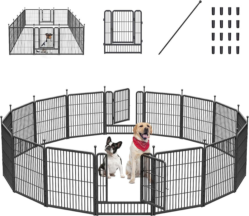 Mr IRONSTONE Dog Playpen - Anti-Rust Coated Fence for LargeMediumSmall Dogs - Portable  Foldable IndoorOutdoor Pet Playpen - 32 Height 16 Panels