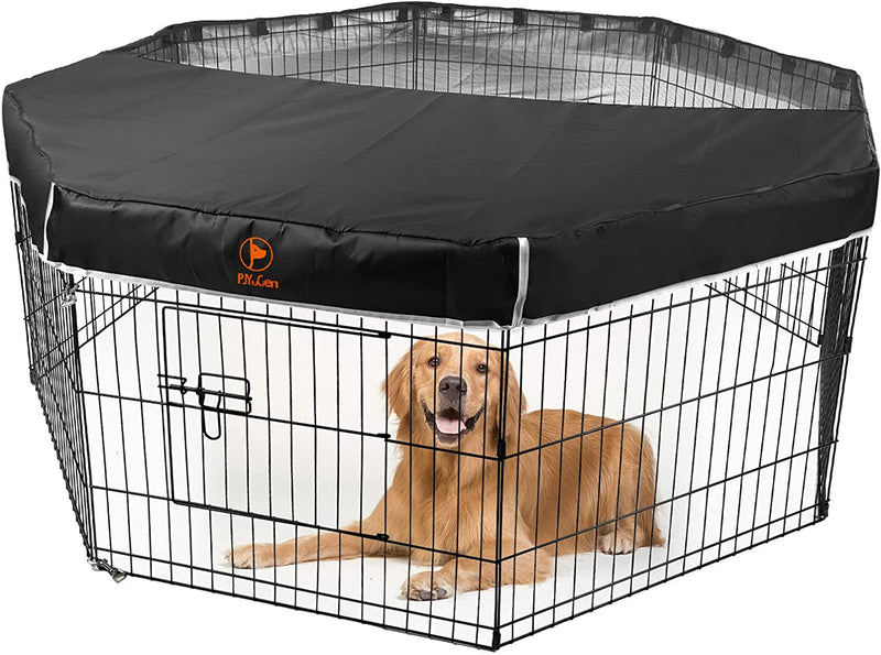 Octagon Dog Playpen Bottom Pad and Top Cover - 24 Inch Black