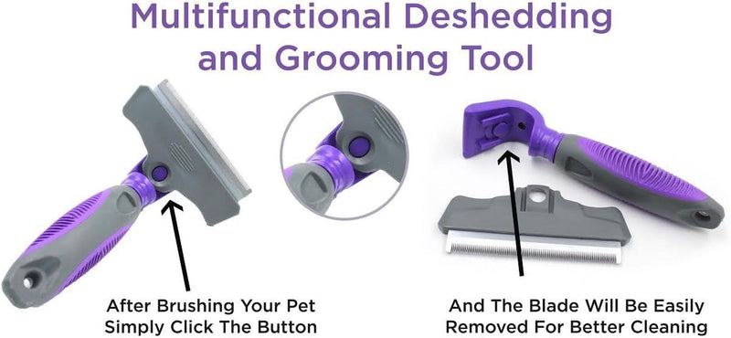 Hertzko Dog Brush - Pet Deshedding Tool - Gently Removes Shed Hair - for Small, Medium, Large, Dogs and Cats, with Short to Long Hair