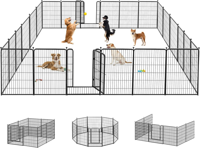 Heavy Duty Outdoor Dog Playpen with Gates - Metal Foldable 8 Panel Fence for LargeMediumSmall Pets - Portable and Ideal for RV Camping and Yard Use