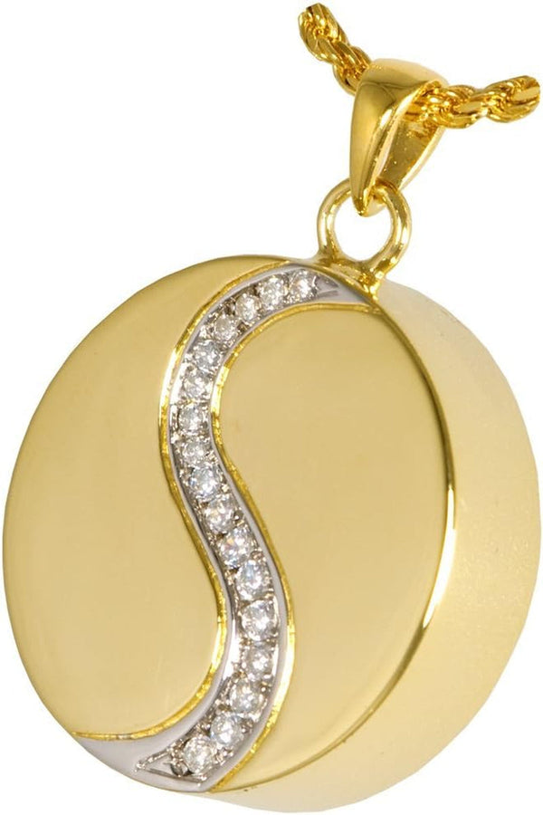 Yin Yang Pet Cremation Jewelry - Gold  Silver with Crystals
