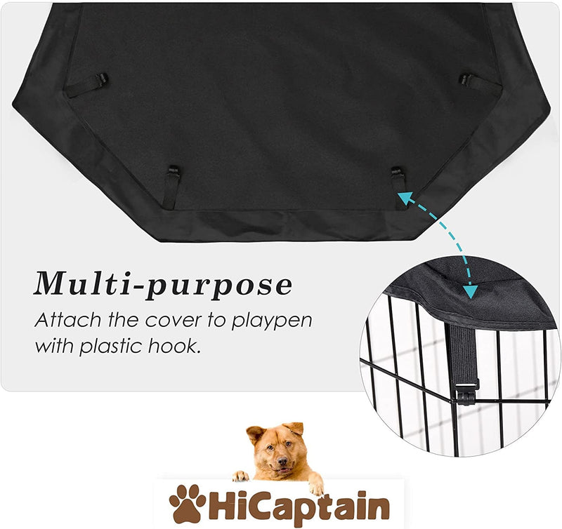 Escape-Proof Pet Playpen Top Cover - Sunshade and Protector for 24 8-Panel Dog Crate Black