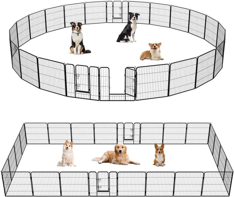 FDW 16 Panel Dog Playpen with Metal Folding Design - 40 Inch Height IndoorOutdoor Heavy Duty Fence for Puppy Exercise Yard or Camping Black