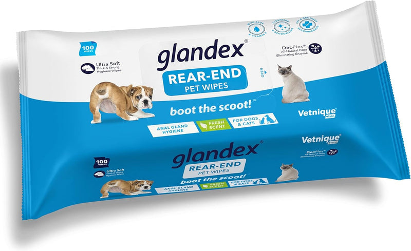 Glandex Anal Gland Hygienic Pet Wipes 100 Ct Advanced Vet-Strength Chews 30 Ct Bundle Dog Cleaning Wipes with Fresh Scent, Vet-Strength Anal Gland Supplement for Dogs with Extra Fiber