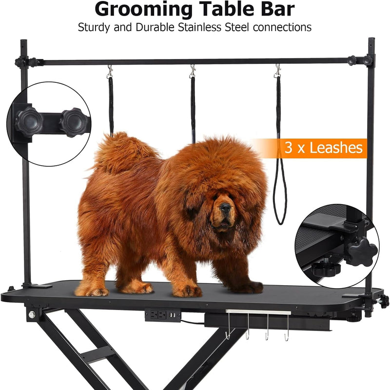 Heavy Duty Lift Dog Grooming Table, Professional Electric Grooming Arm Table for Pets & Large Dogs Adjustable Height: 9.4"-39.4" Non-Slip Desktop with Gantry Crane Set, Fixture *4 Noose*2