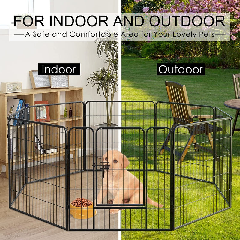 8-Panel Outdoor Dog Playpen with Portable Design - Suitable for LargeMediumSmall Dogs Puppies Rabbits and Small Animals - Perfect for RV Camping and Garden Yard