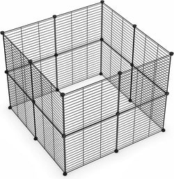 Small Animal Playpen - Portable Metal Wire Fence 15x12 12 Panels in Black