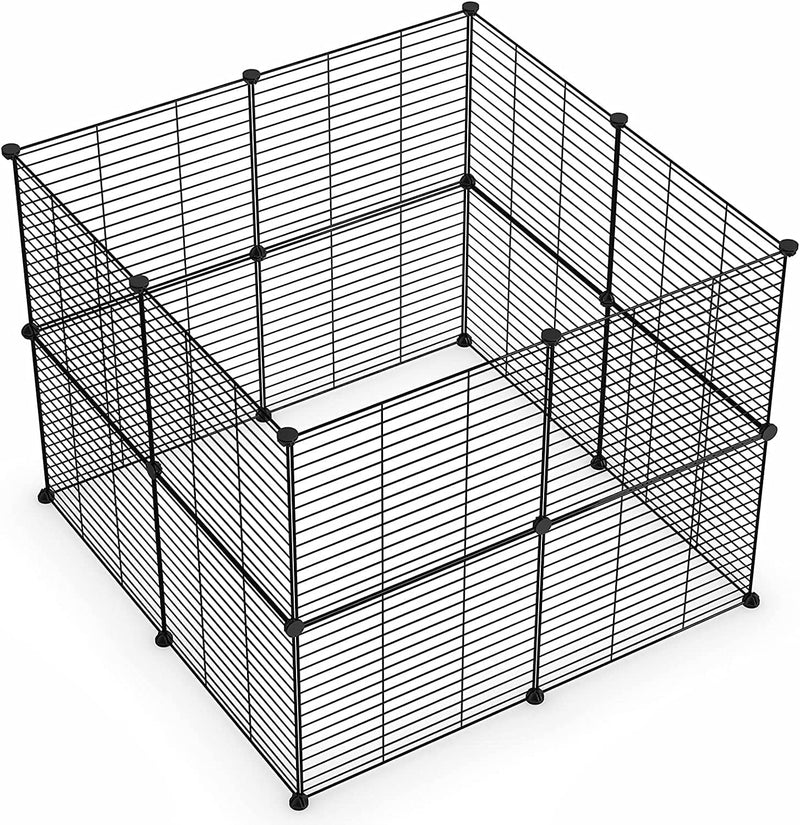 Small Animal Playpen - Portable Metal Wire Fence 15x12 12 Panels in Black