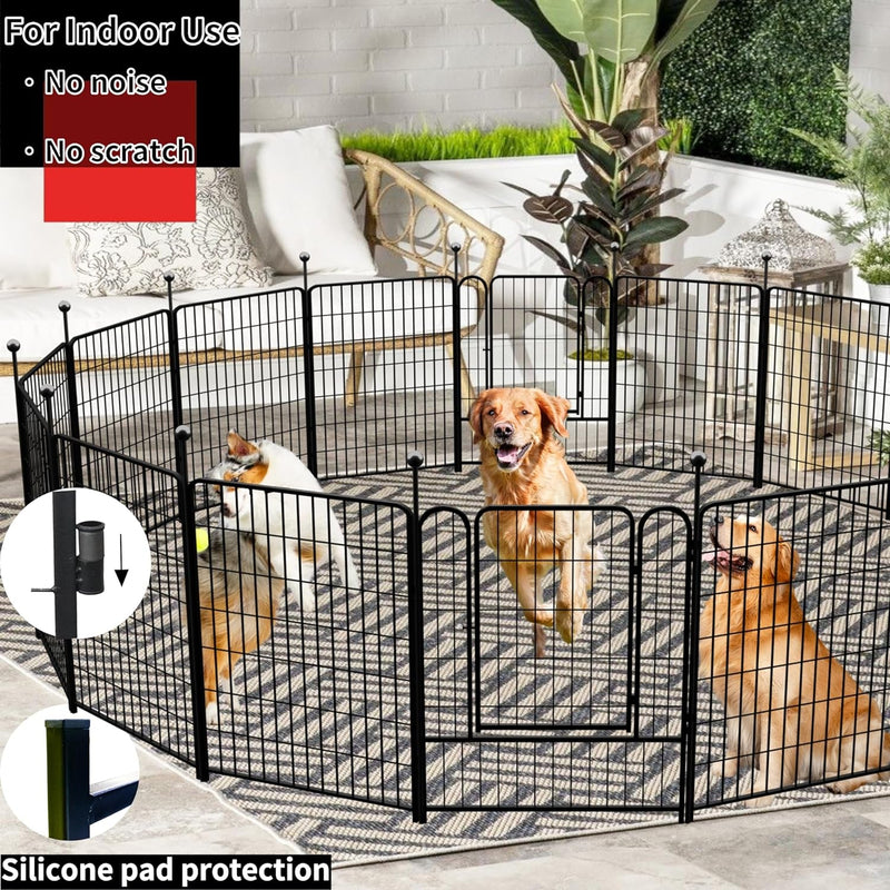 IndoorOutdoor Portable Dog Playpen with Easy-Carry Straps - 3Ft High Rustproof MediumLarge Dogs Camping RV Yard 2 Add-On Panels