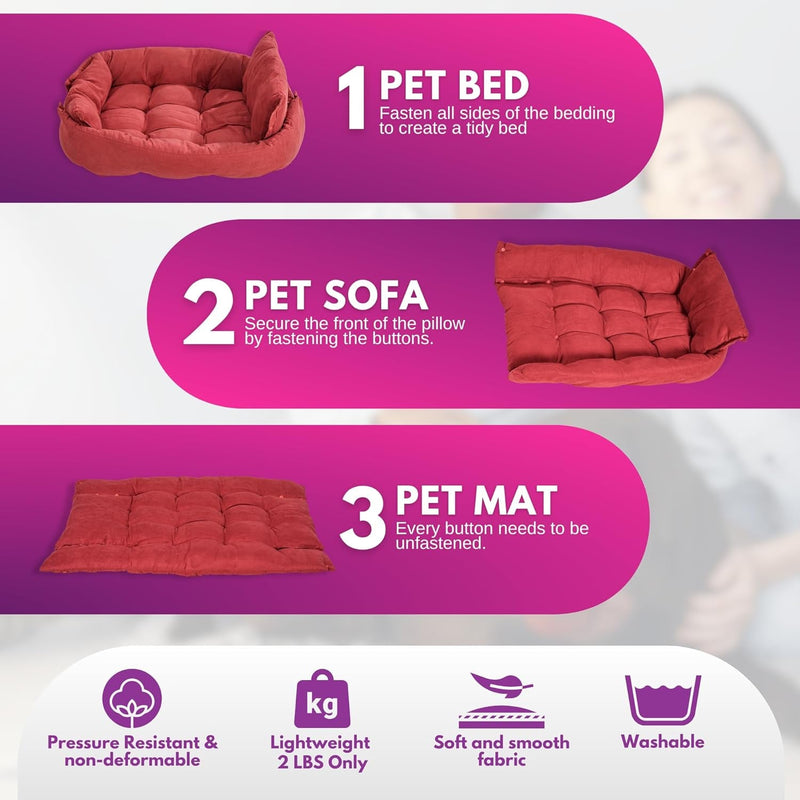 3-In-1 Pet Playpen Sofa  Bed - Portable  Foldable for Medium Dogs Puppies  Cats