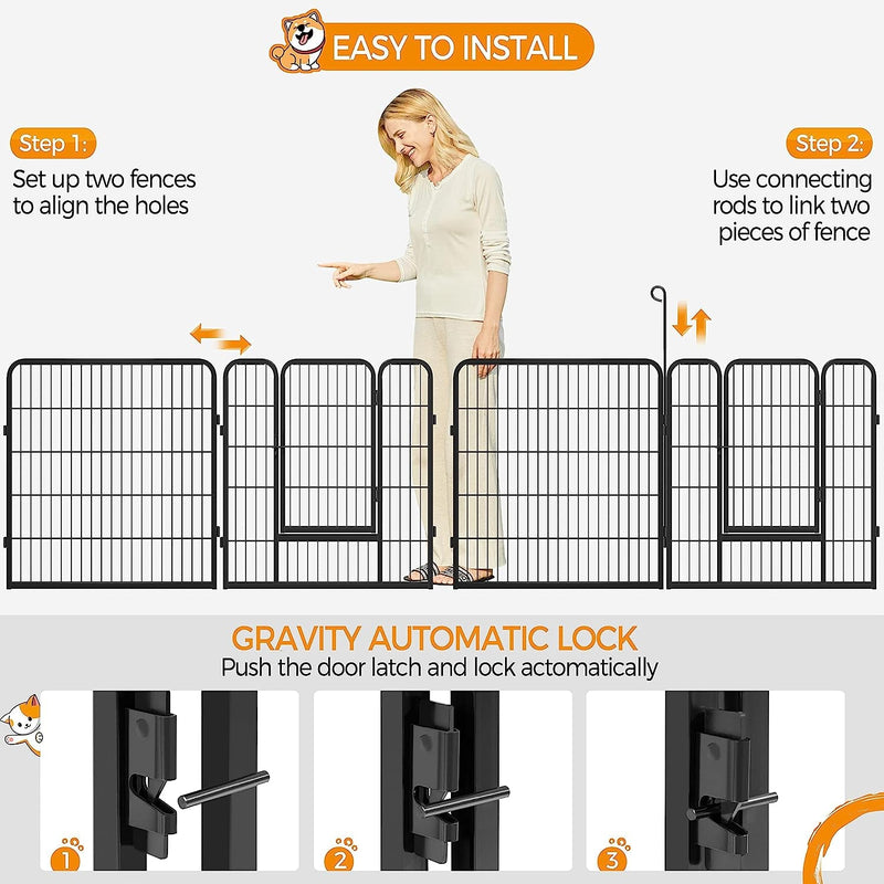 16-Panel Foldable Dog Playpen - Outdoor Fence for Various Animals - Durable 32x32 Inches