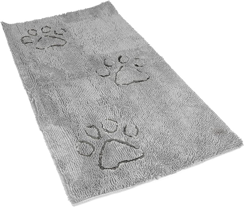 Microfiber Dog Paw Mud Mat - Absorbent Pet Mat with Non-Slip Backing Machine Washable  Large Grey