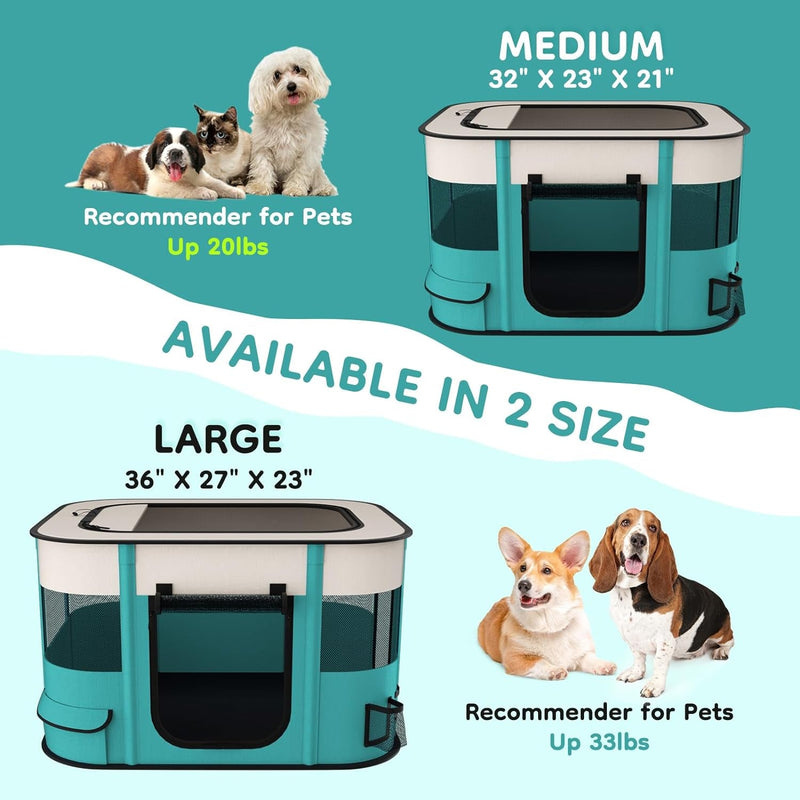 Portable Puppy Playpen - Foldable Pop Up Pet Playpen for Dogs Cats Rabbits and Small Animals - IndoorOutdoor Travel