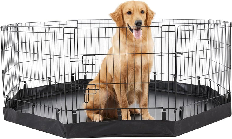 Octagon Dog Playpen Bottom Pad and Top Cover - 24 Inch Black