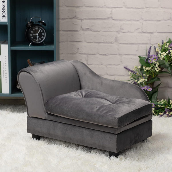 Hollypet Pet Sofa with Storage and Washable Cushion - Dark Grey