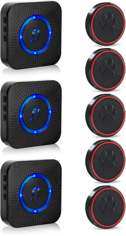 chars Wireless Dog Doorbells for Potty Training - 5 Buttons  3 Receivers