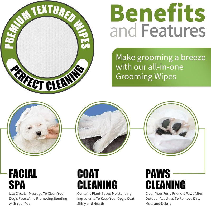 Glove-Shaped Pet Cleaning Wipes - All-In-One for Paws, Butt, Ears, and Whole-Body Cleaning, Contains Natural Plant Extracts [5PCS]