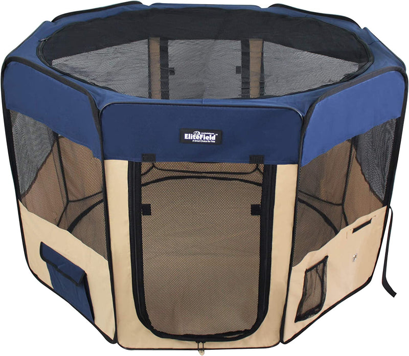 Elitefield Soft Pet Playpen - 2 Door - 2 Year Warranty - Multiple Sizes  Colors - 48x48x32