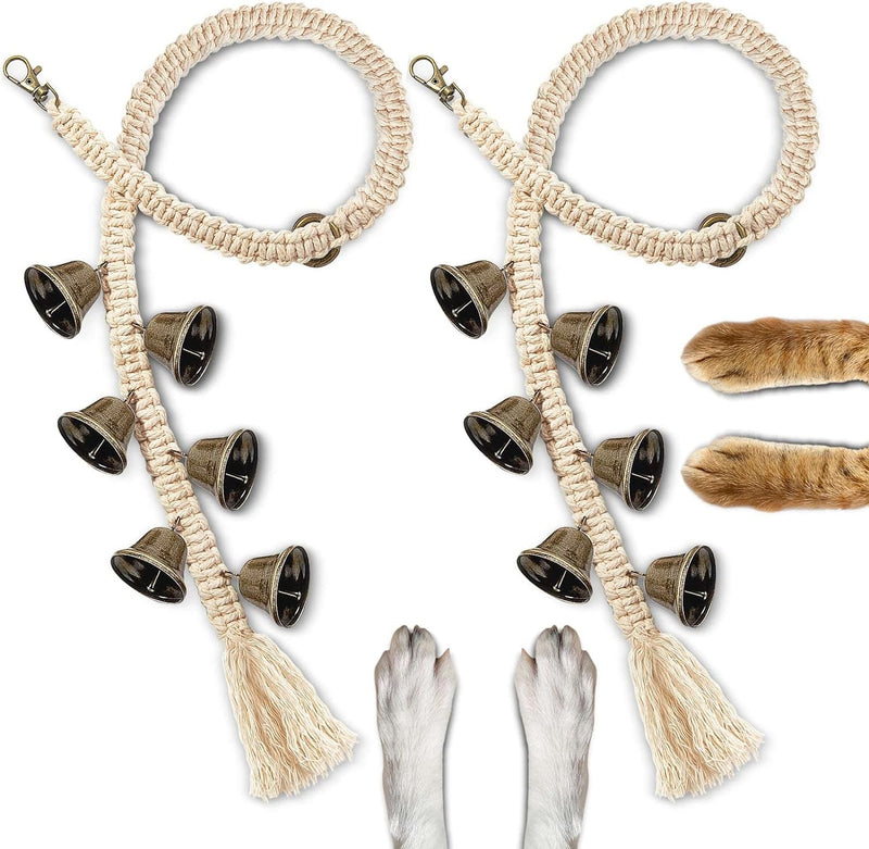 Adjustable Hanging Dog Bell 2-Pack for Potty Training - Durable Boho Style Decor with 6 Extra Loud Bells