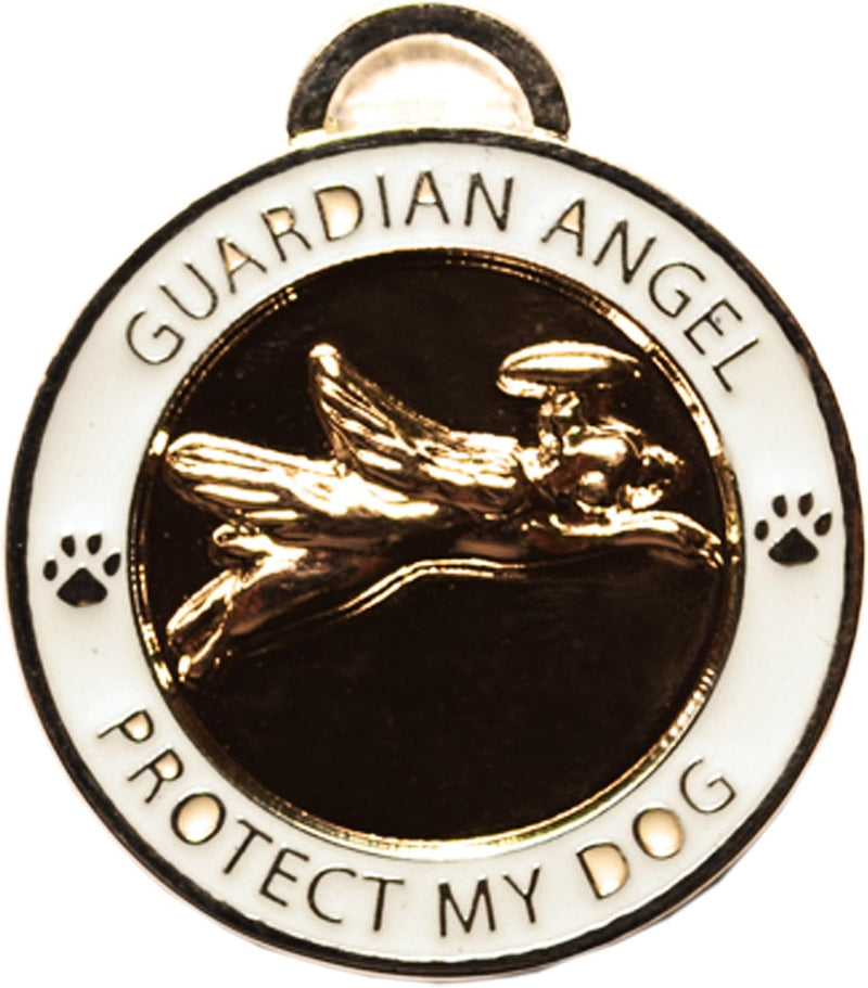 Gold Pet Collar Charm - Guardian Angel Dog