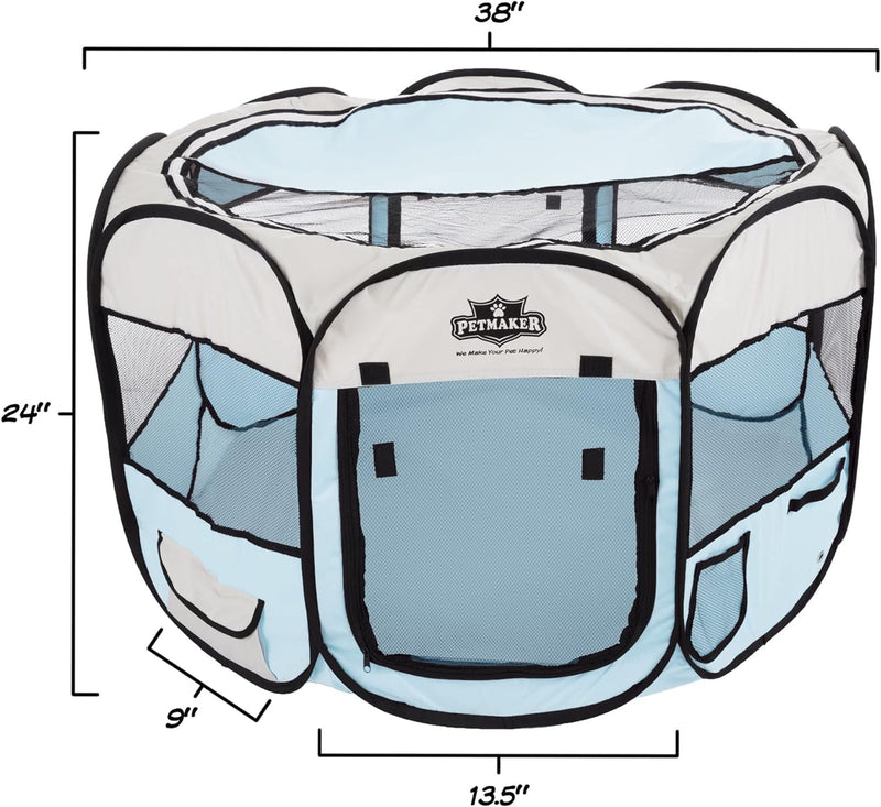 38-Inch Pet Playpen by PETMAKER - Portable for Dogs and Small Animals Blue