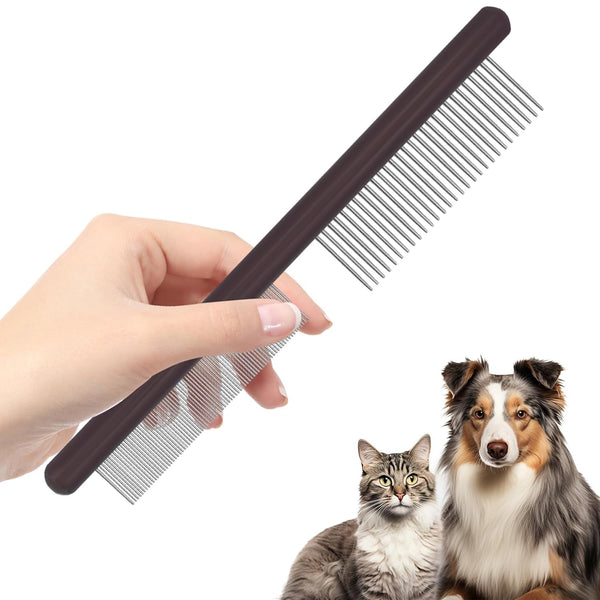 Hfvtosvche-Cat Comb, Cat and Dog Flea Comb, Wooden Handle Pet Comb, Duitable for Long and Short Hair Fur Brush Tool (2PCS)